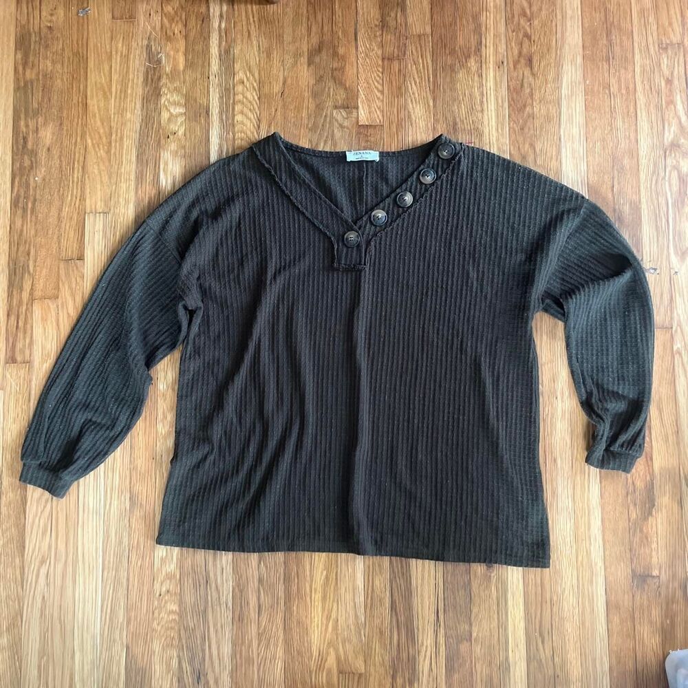 Green Waffle Henley